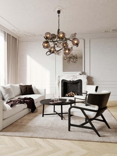 Modern Round Chandelier, Bronze Dark Patina Finish, Bubbles Twilight Collection