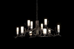 Modern Round Chandelier, Bronze Dark Patina Finish, Takara Candles Collection