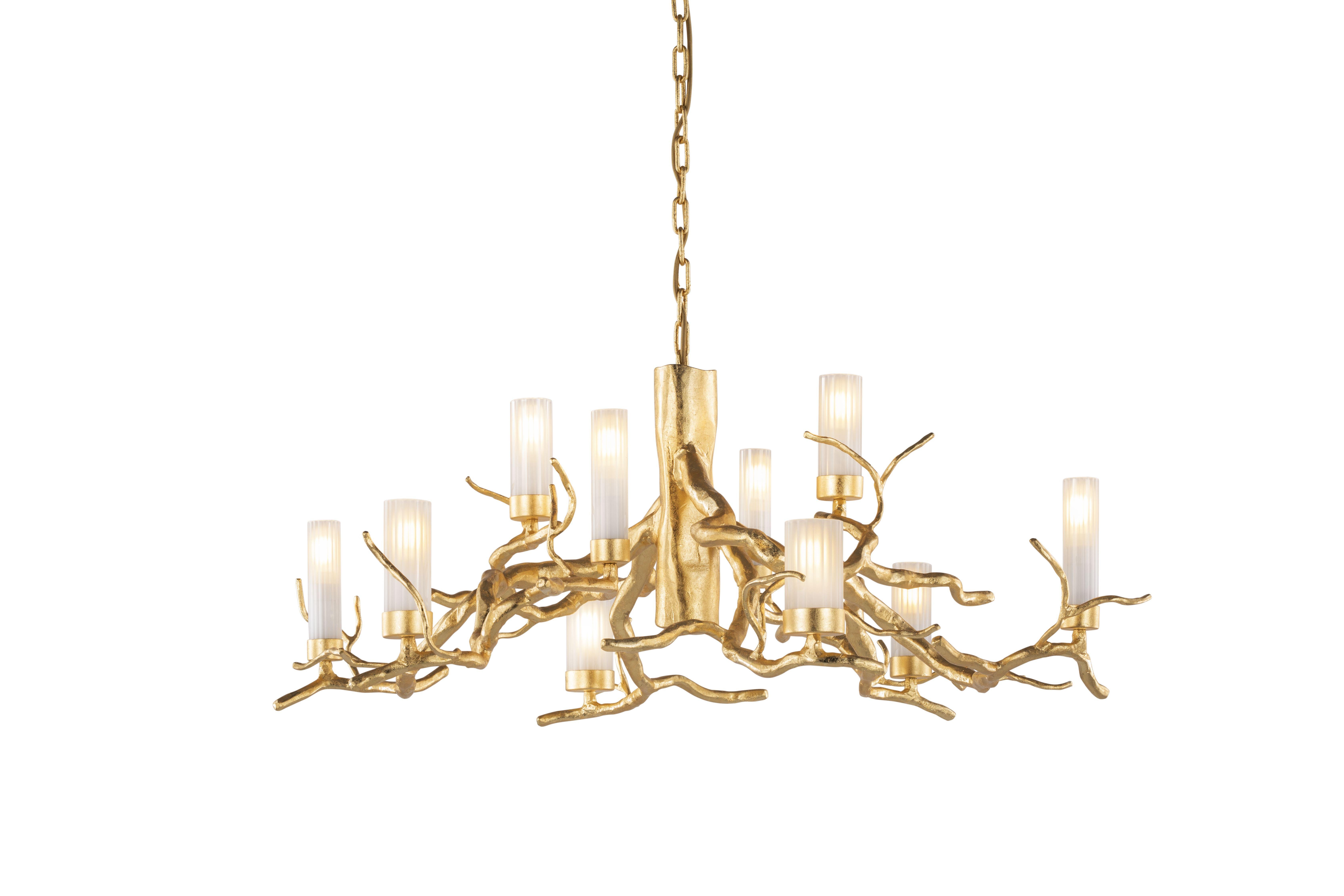 Moderner runder Kronleuchter, Bronze dunkel patiniert, Takara Candles Collection'S (Handgefertigt) im Angebot