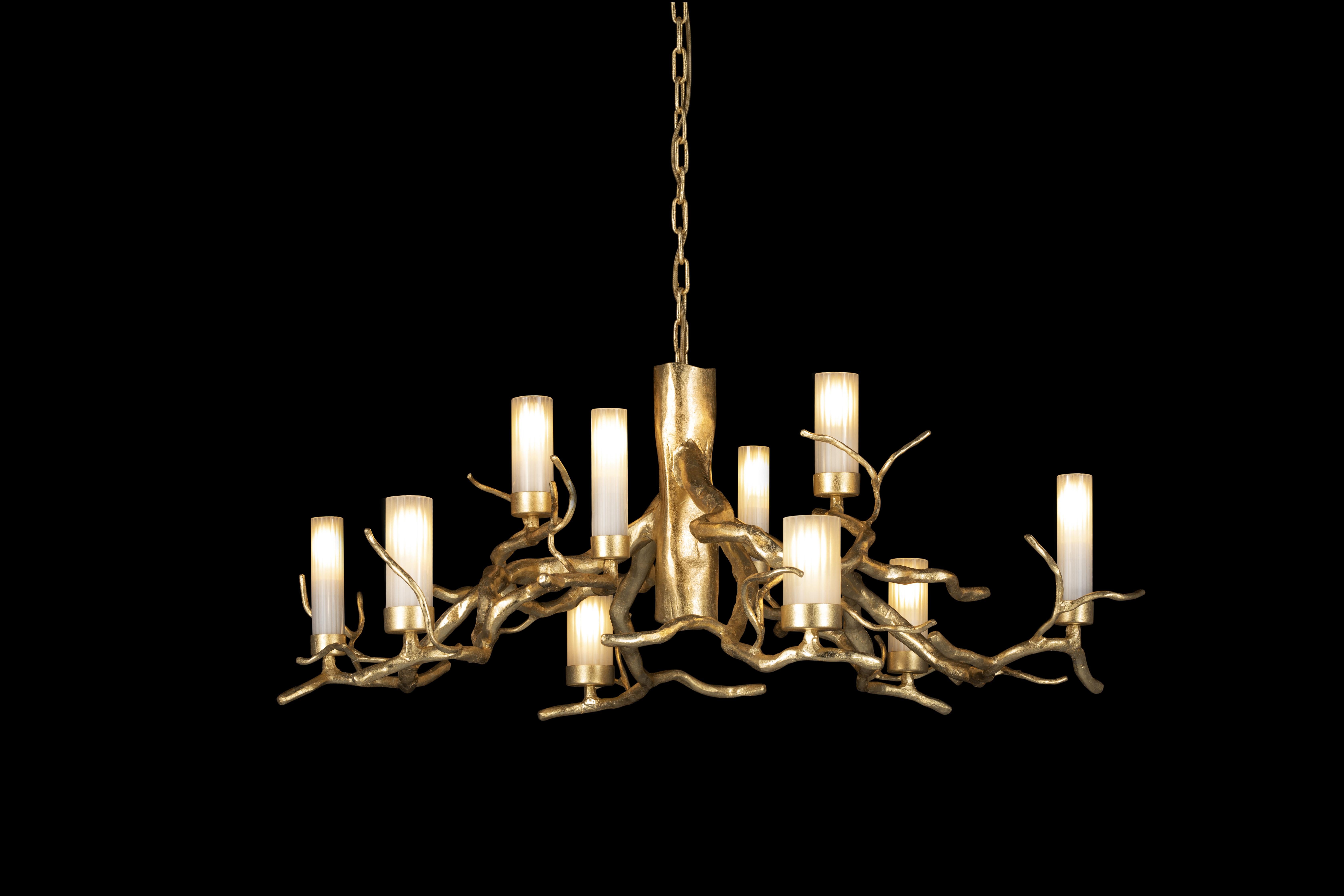 Moderner runder Kronleuchter, Bronze dunkel patiniert, Takara Candles Collection'S im Zustand „Neu“ im Angebot in Naarden, NL