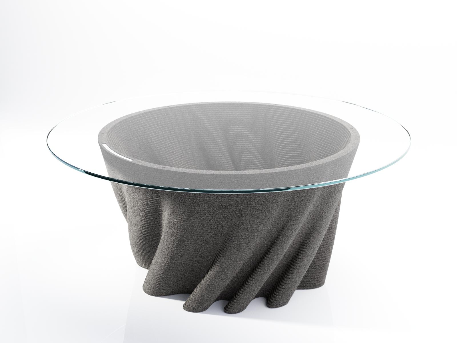 Contemporary Modern Circular Coffee Table, Glass Table-top For Sale