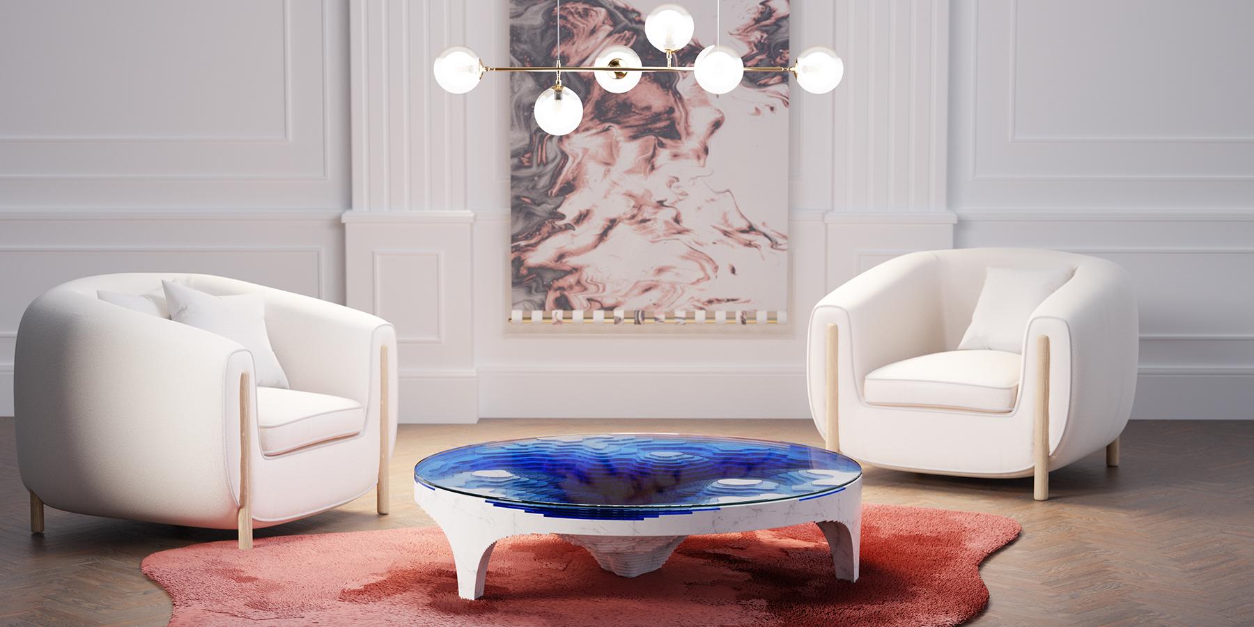 Modern Round Coffee Table in White Carrara Marble For Sale 1