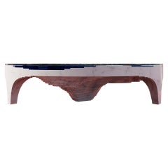 Modern Round Coffee Table in White Carrara Marble