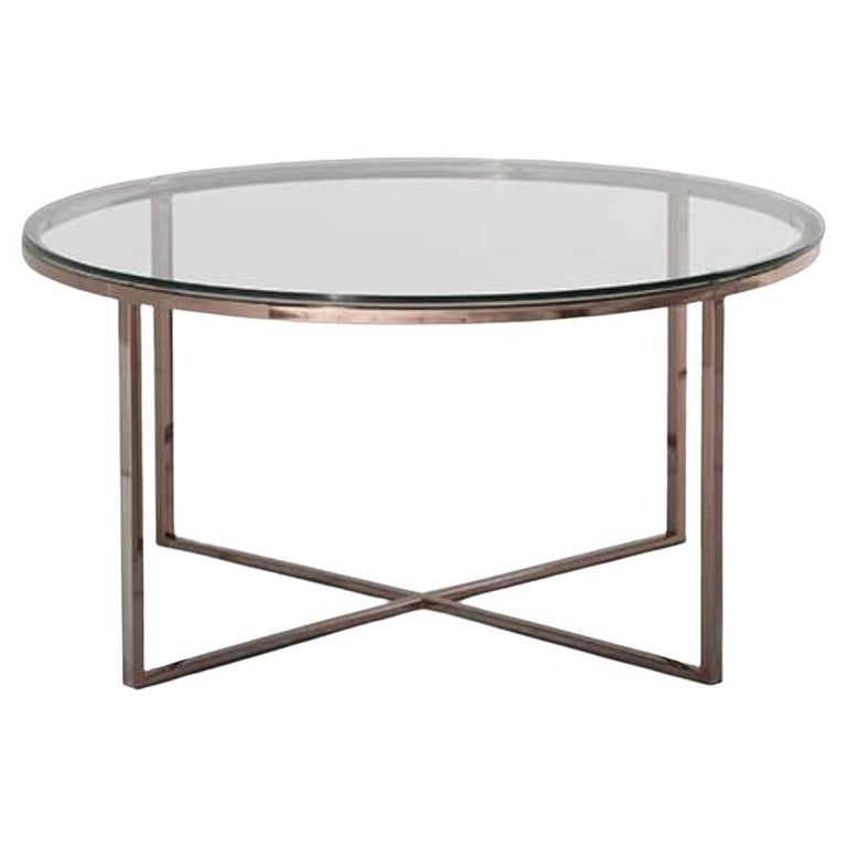 Modern Round Copper and Glass Coffee Table, Hope Coffee Table For Sale at 1stDibs
