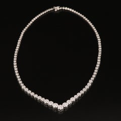 Modern Round Cut Diamonds Chevron Necklace, -