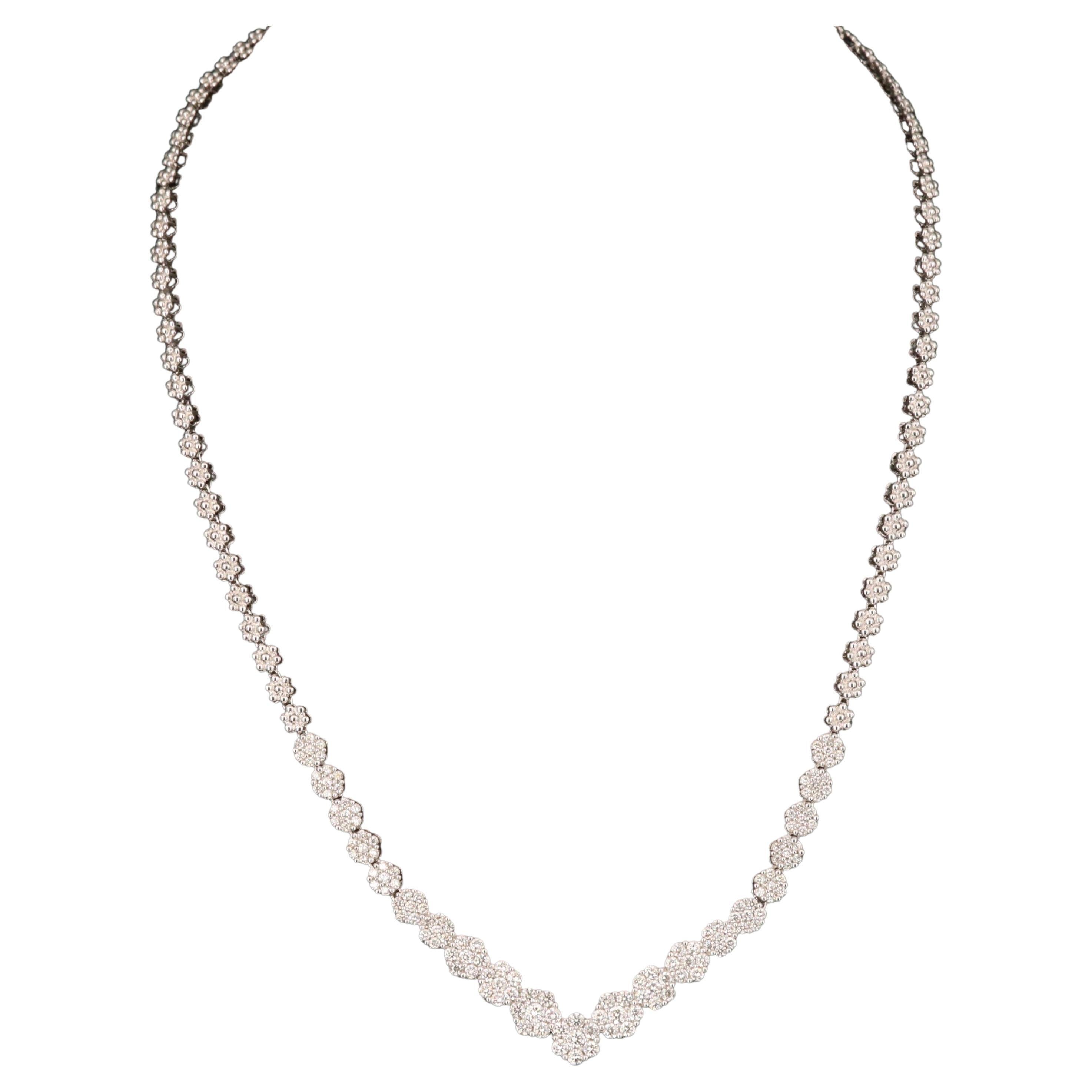 Modern Round Cut Diamonds Chevron Necklace, - For Sale
