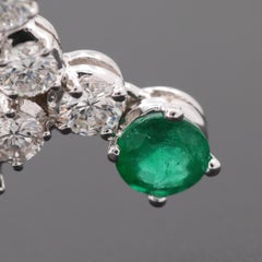 Modern Round Cut Emerald Diamonds Necklace, Natural Emerald Diamond Necklace