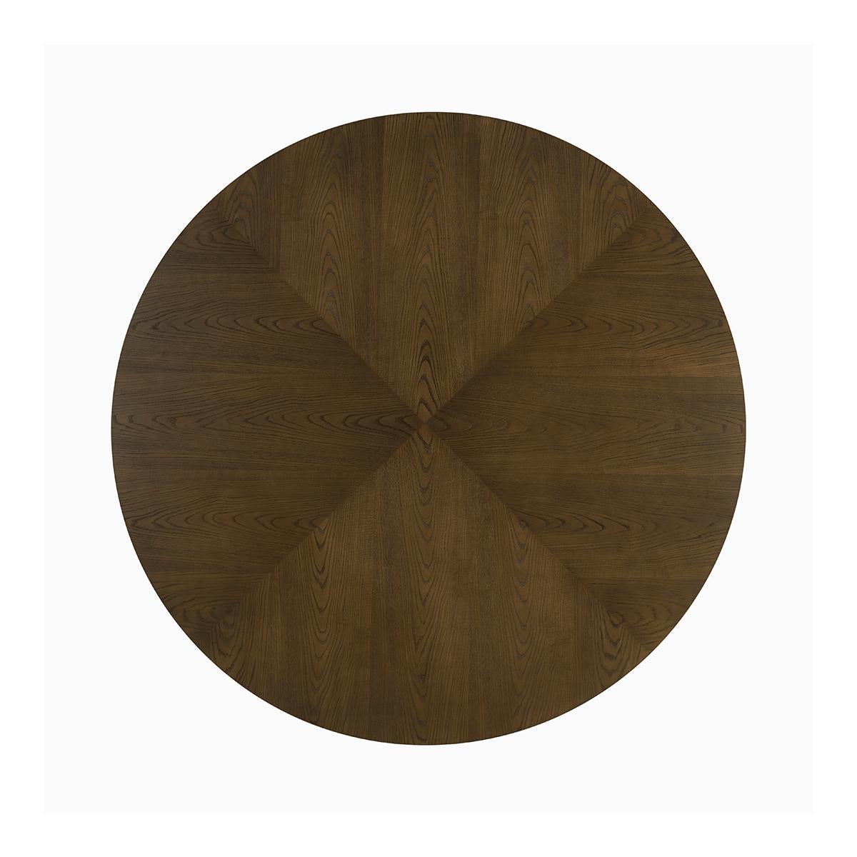 Modern round dark ash dining table, made of figured cathedral ash in choice of Earth finish

Dimensions: 64