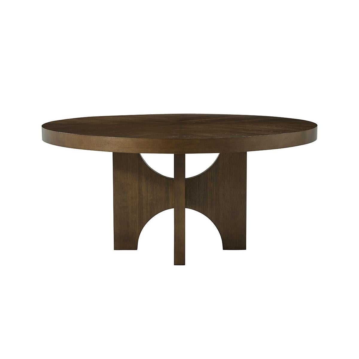 Modern Round Dark Ash Dining Table In New Condition For Sale In Westwood, NJ