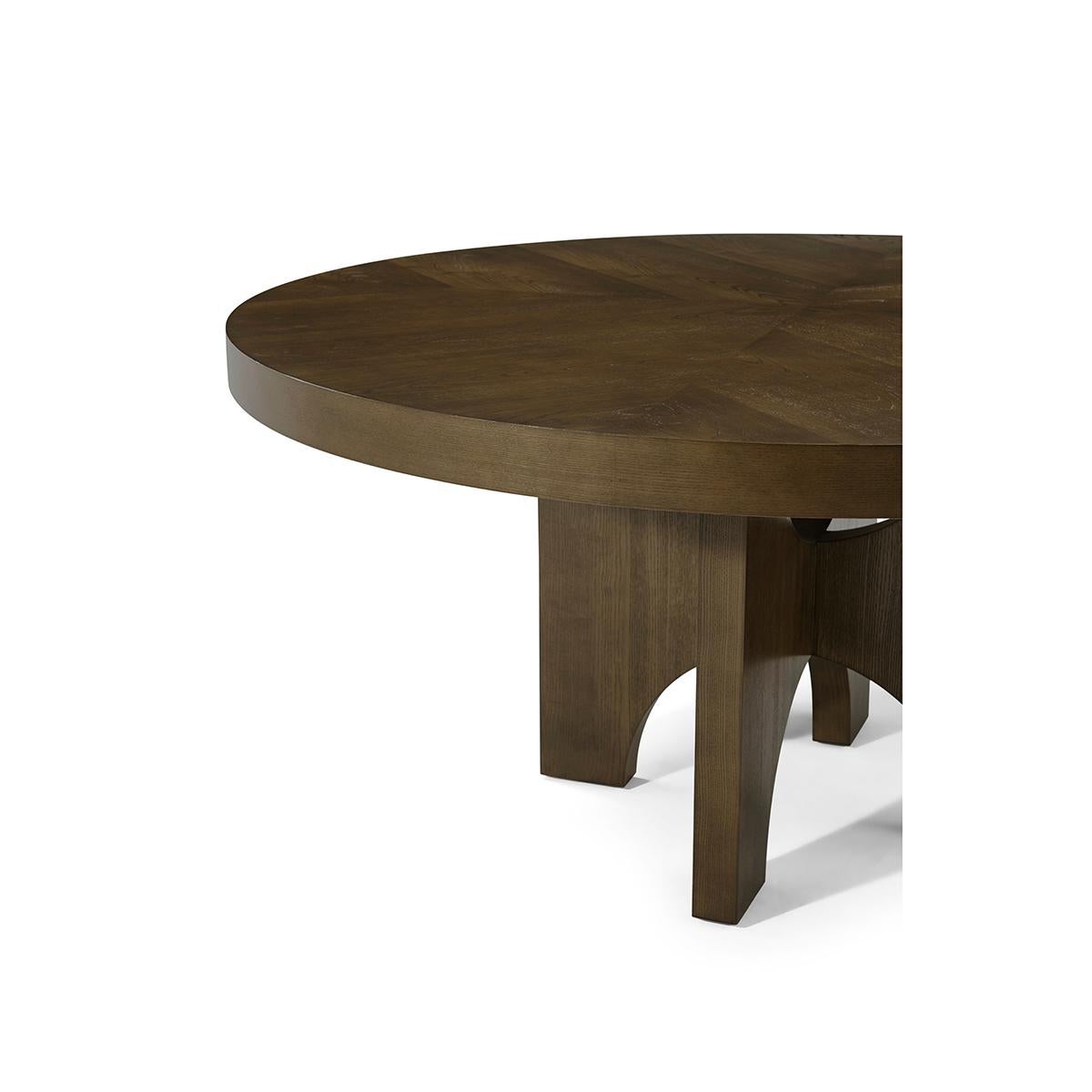 Contemporary Modern Round Dark Ash Dining Table For Sale