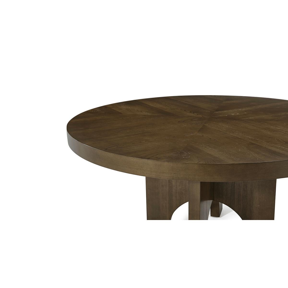 Wood Modern Round Dark Ash Dining Table For Sale