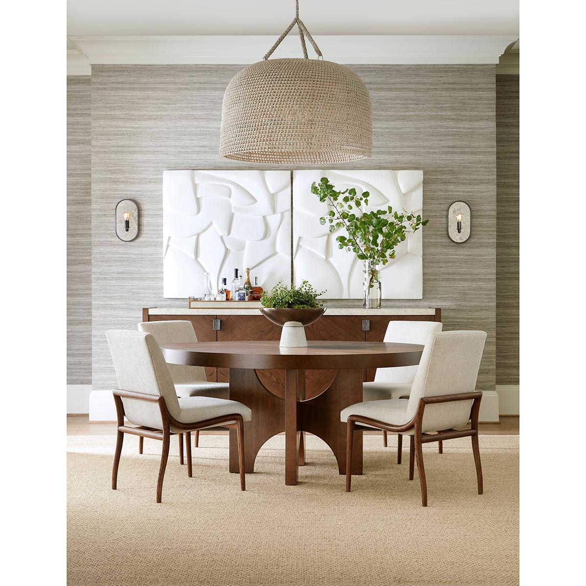 Modern Round Dark Ash Dining Table For Sale 2