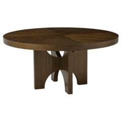 Table de salle à manger moderne ronde en frêne foncé