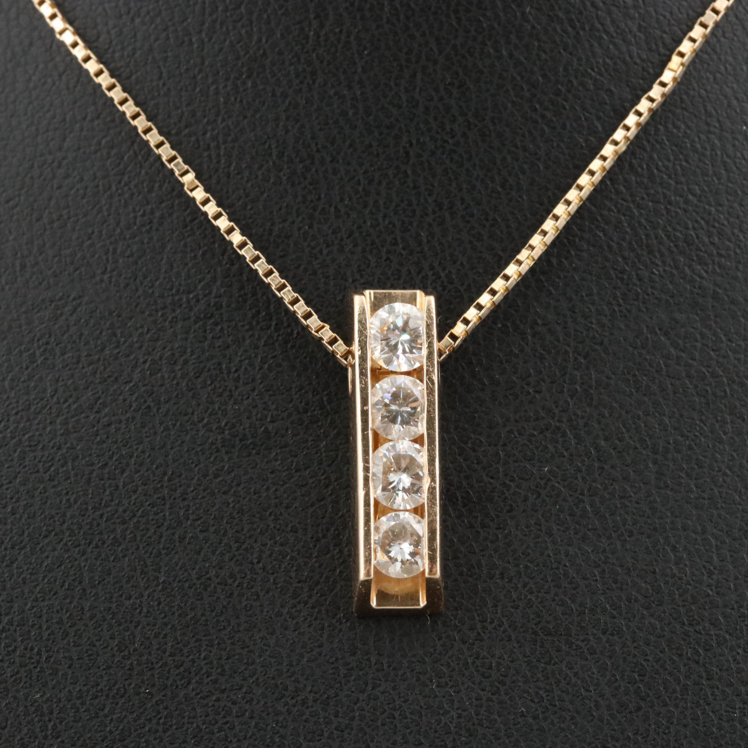 Women's Modern Round Diamonds Gold Necklace, 18K Yellow Gold Diamond Necklace For Sale