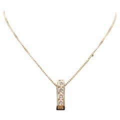 Modern Round Diamonds Gold Necklace, 18K Yellow Gold Diamond Necklace