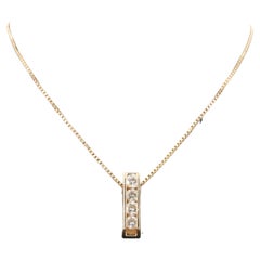Collana moderna in oro con diamanti rotondi, collana in oro giallo 18 carati con diamanti