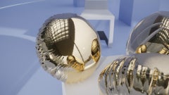 Modern Round Dining Table, Gold Finishing