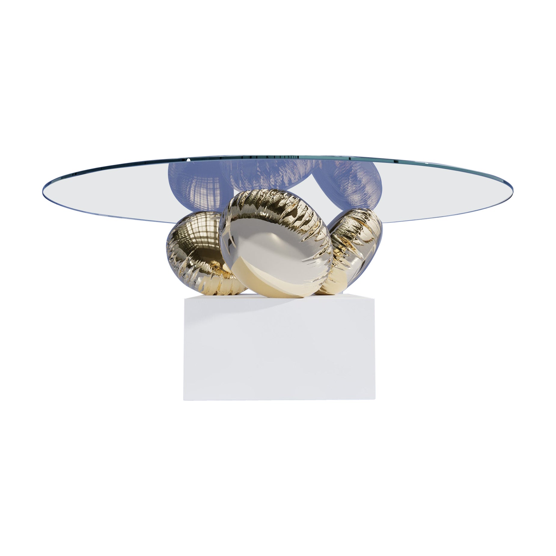 Modern Round Dining Table, Gold Finishing For Sale
