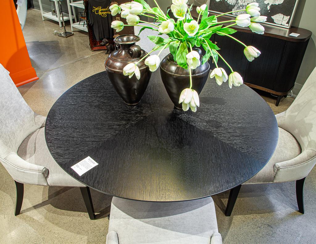 Modern Round Dining Table in Black Cerused Oak Finish For Sale 13