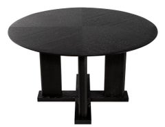 Modern Round Dining Table in Black Cerused Oak Finish