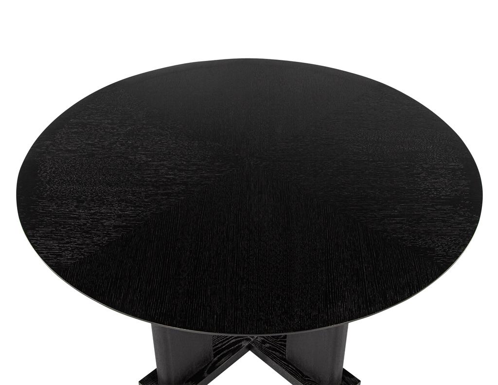 Modern Round Dining Table in Black Cerused Oak Finish In New Condition For Sale In North York, ON