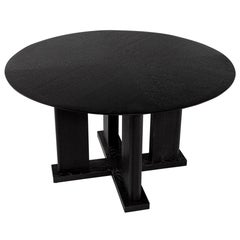 Mesa de Comedor Redonda Moderna en Acabado Roble Negro Cerused