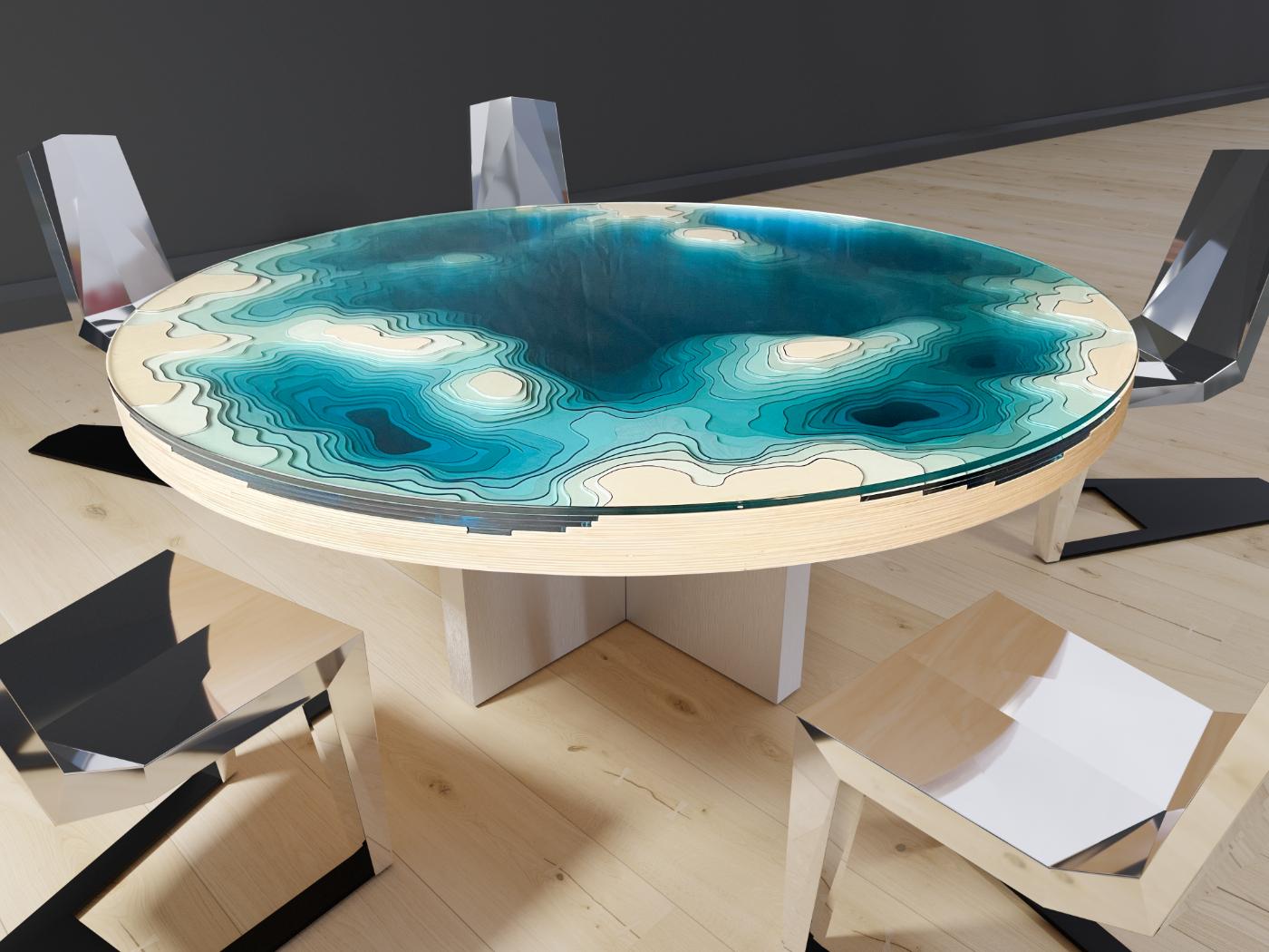 glass ocean coffee table