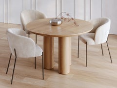 Modern Round Dining Table in Natural Solid Oak + 3D Model