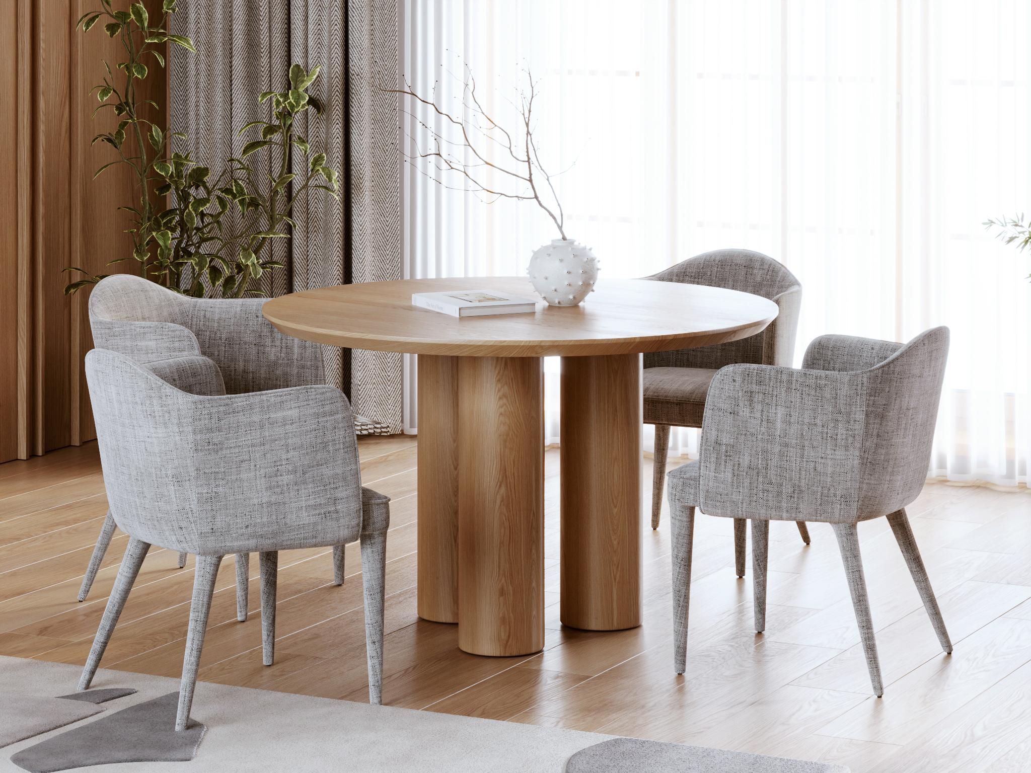 Moderno Tavolo da pranzo rotondo moderno in Oak massiccio naturale + modello 3D in vendita