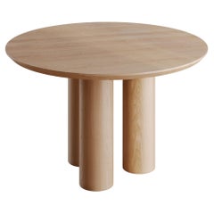 Modern Round Dining Table in Natural Solid Oak + 3D Model