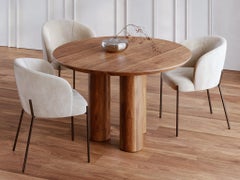 Modern Round Dining Table in Natural Solid Walnut + 3D Model