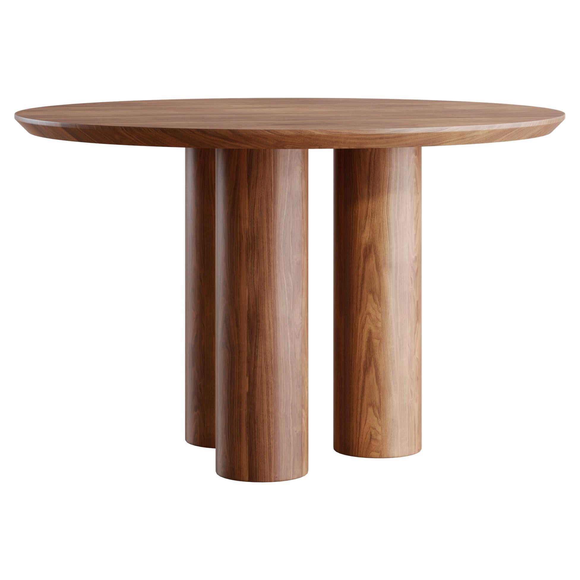 Modern Round Dining Table in Natural Solid Walnut + 3D Model