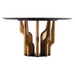 Modern Round Dining Table in Teak Wood