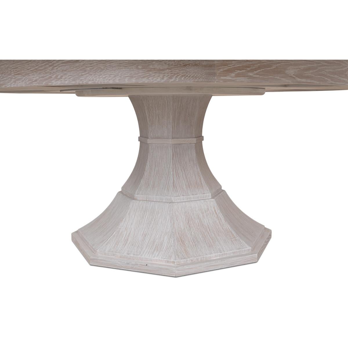 Modern Round Dining Table - Whitewash Oak For Sale 3