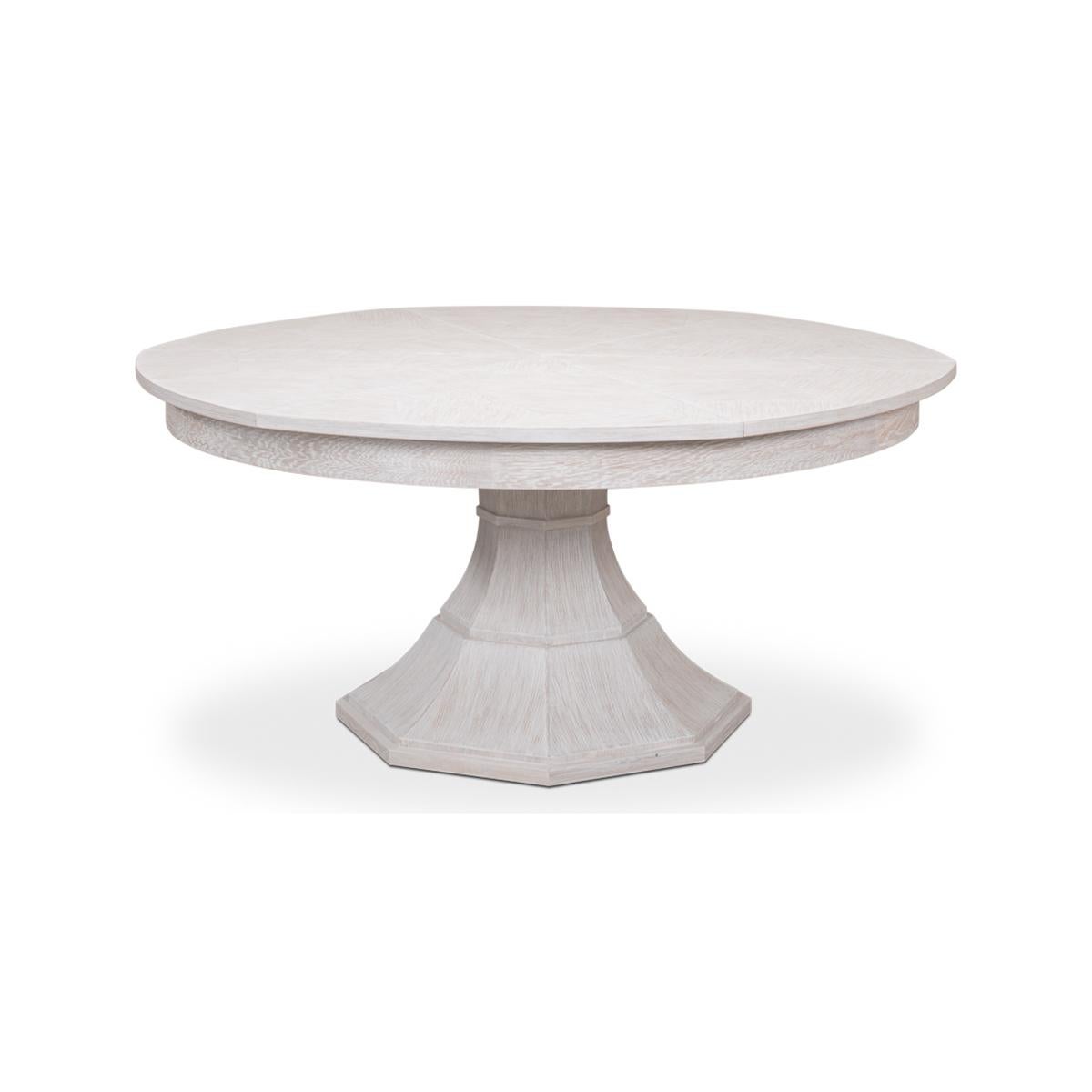 Modern Round Dining Table - Whitewash Oak For Sale 4