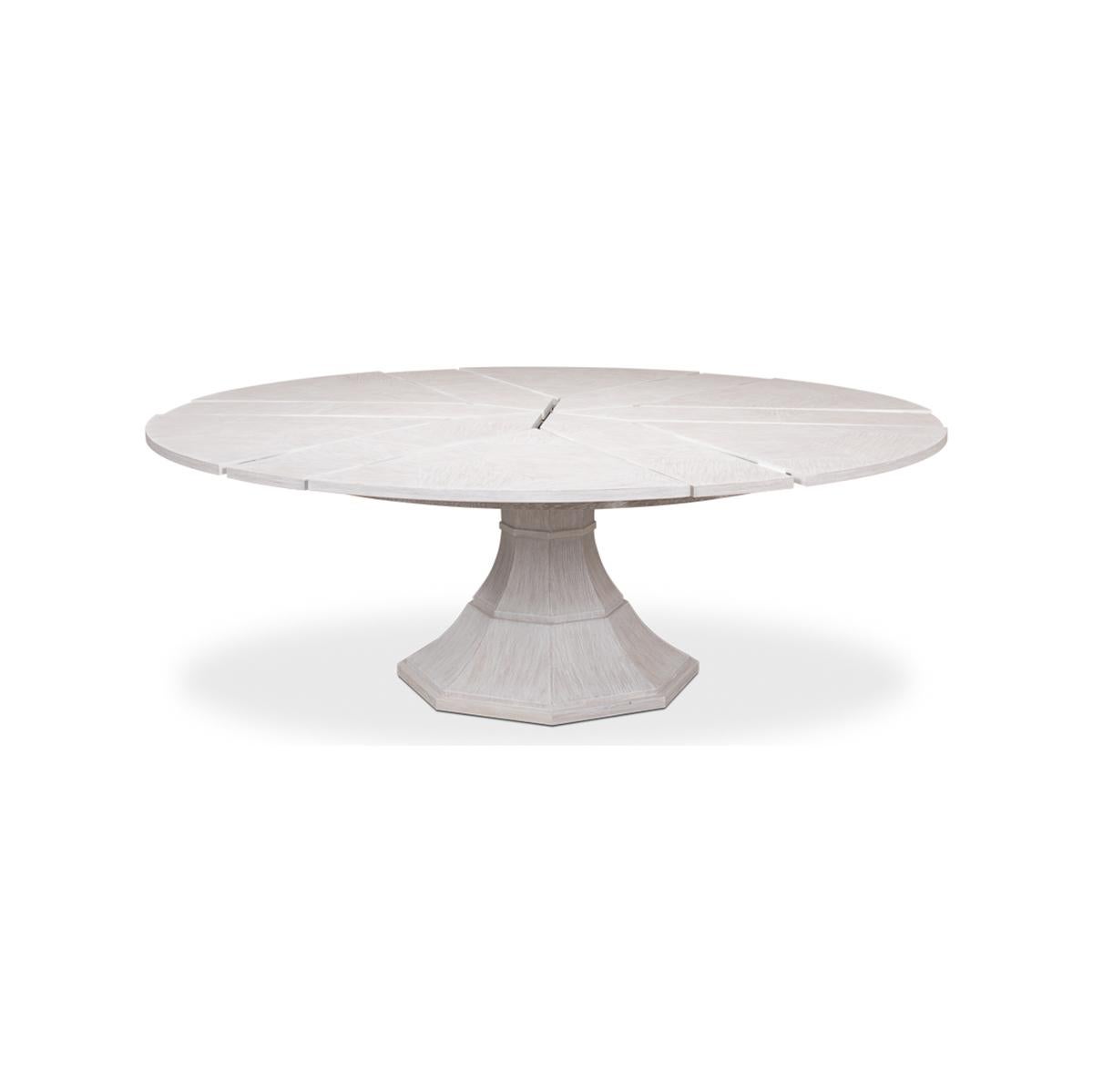 Modern Round Dining Table - Whitewash Oak In New Condition For Sale In Westwood, NJ