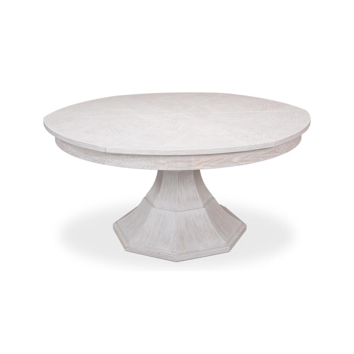 Wood Modern Round Dining Table - Whitewash Oak For Sale