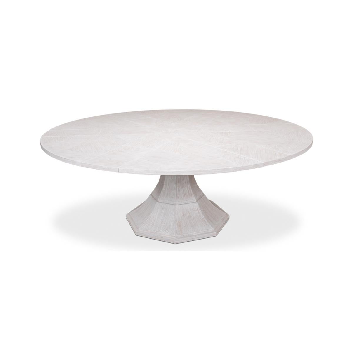 Modern Round Dining Table - Whitewash Oak For Sale 2