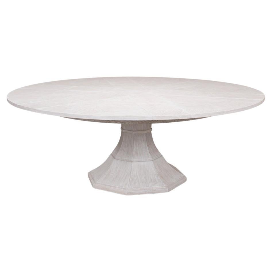 Modern Round Dining Table - Whitewash Oak