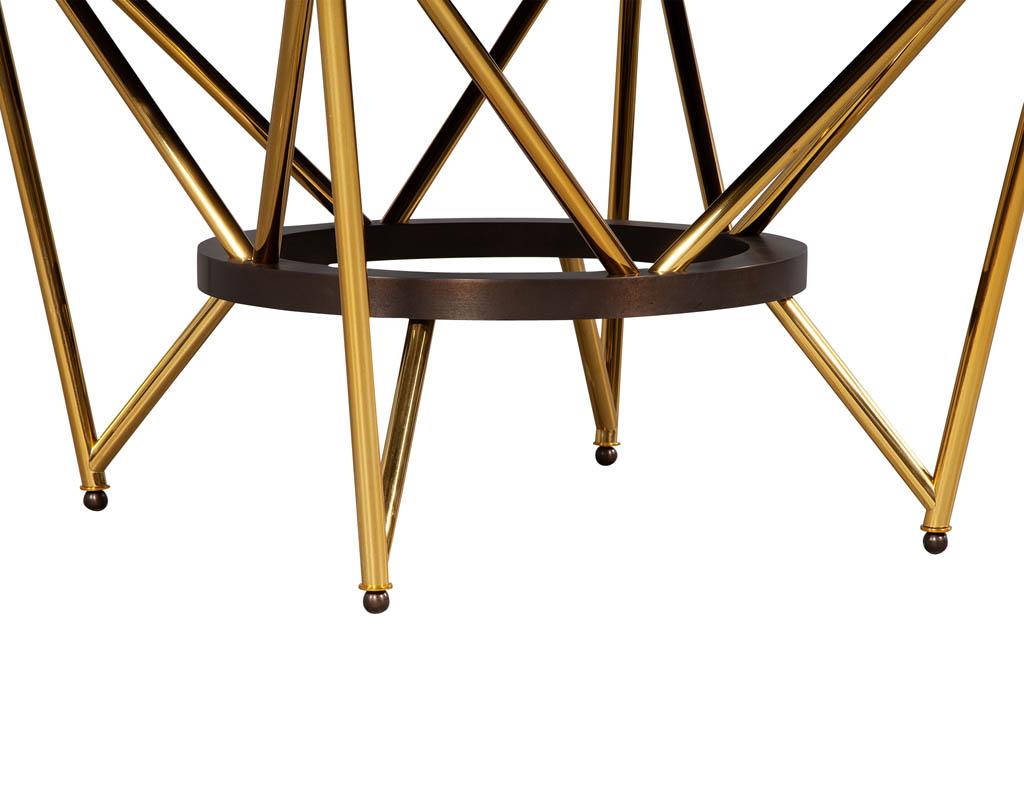 Modern Round Dining Table with Brass Base 4