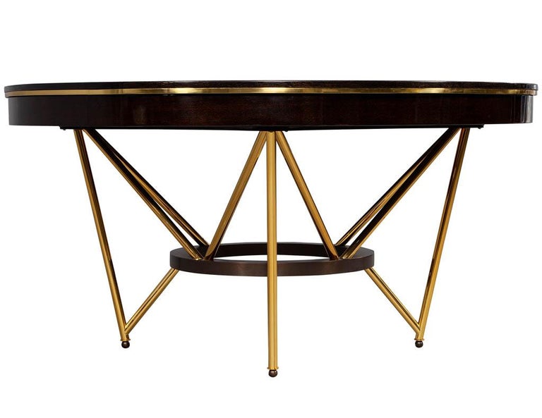 Modern Round Dining Table with Brass Base For Sale at 1stDibs