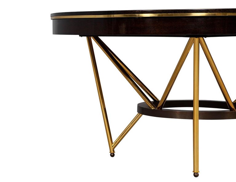 Modern Round Dining Table with Brass Base For Sale at 1stDibs