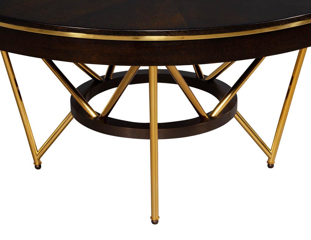 Modern Round Dining Table with Brass Base 7
