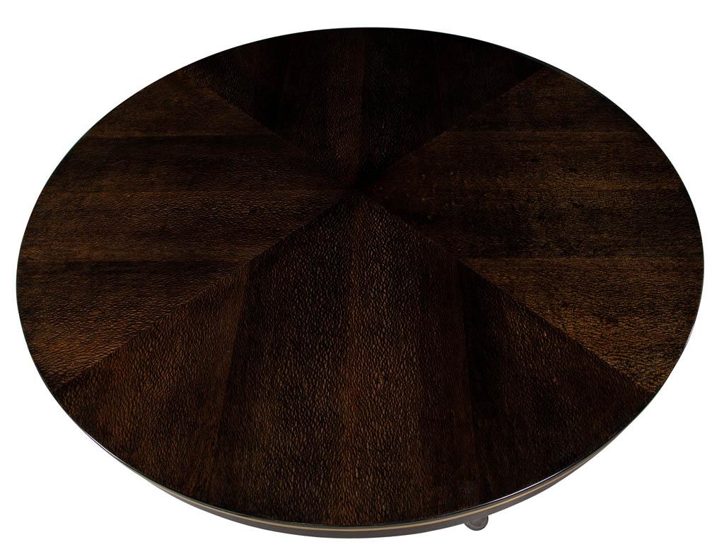 Modern Round Dining Table with Brass Base In Excellent Condition In North York, ON