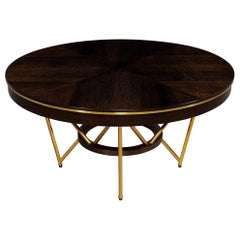 Modern Round Dining Table with Brass Base