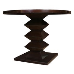 Modern Round Dining Table with Zig Zag Pedestal Base
