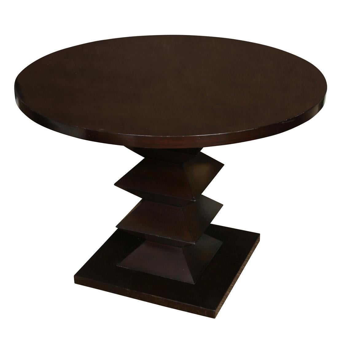 Modern Round Dining Table with Zig Zag Pedestal Base In Good Condition In Locust Valley, NY