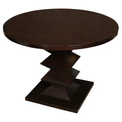 Modern Round Dining Table with Zig Zag Pedestal Base