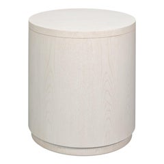 Modern Round Drum Side Table in White Ash