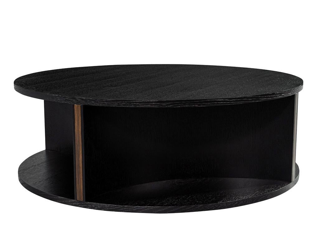 Modern Round Ebonized Oak Coffee Table For Sale 4
